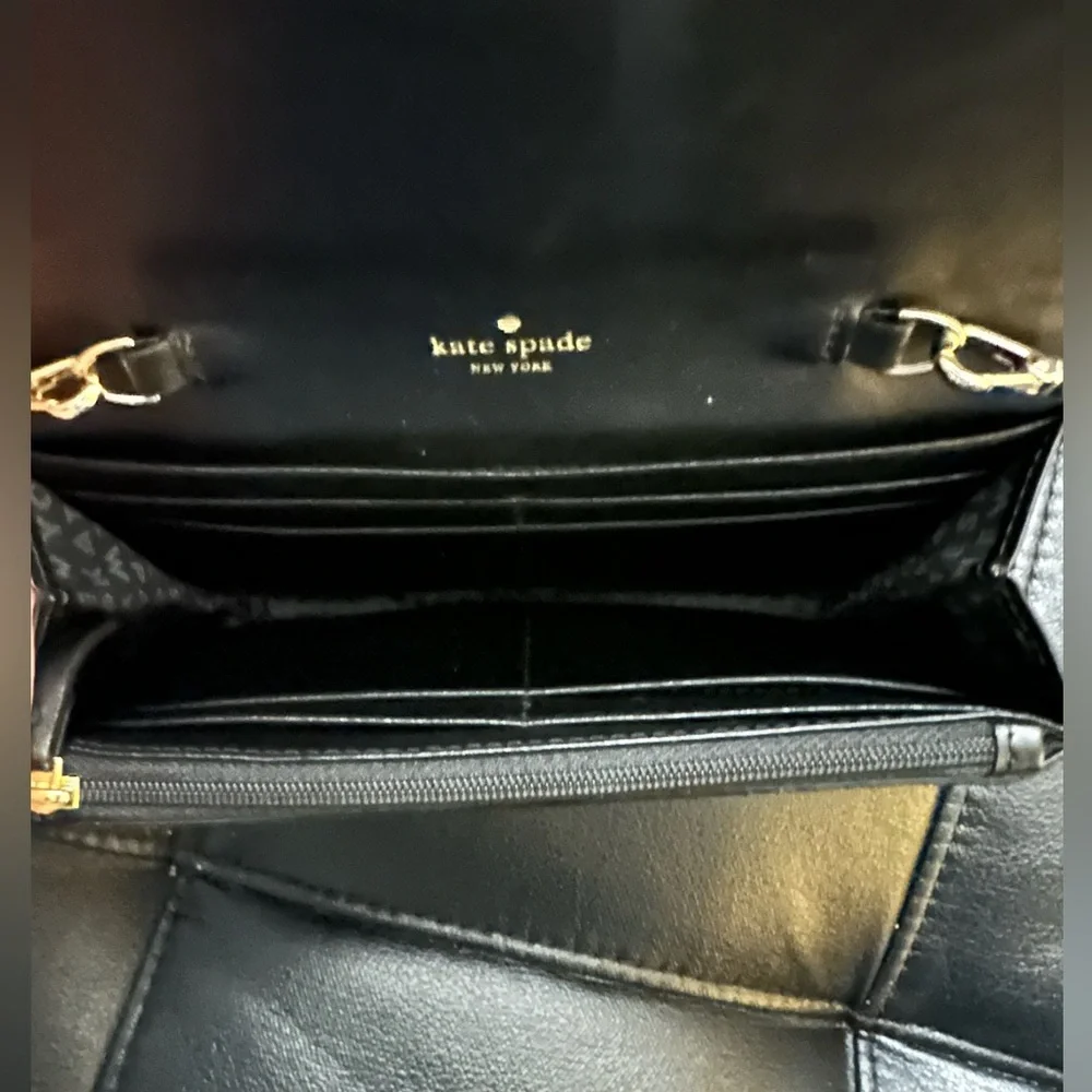 kate spade New York black w/multi colored glitter Milou Sunset Lane clutch.